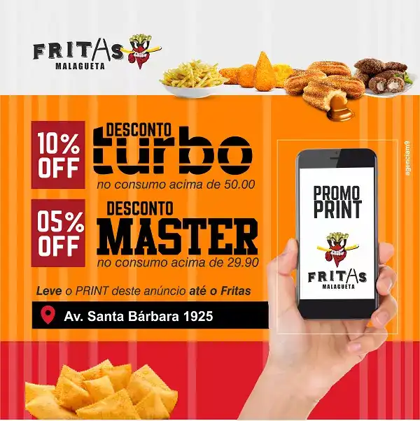 Propaganda criada para Divulgação de Promoção de Print de Celular com Descontos para Lanchonete
