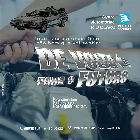 Propaganda criativa para Instagram com o tema De Volta para o Futuro para Oficina Mecânica
