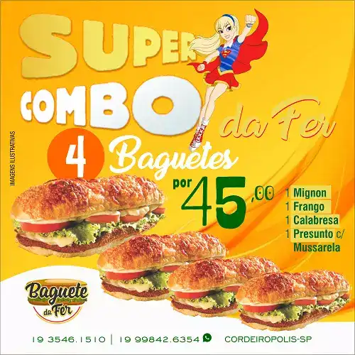 Propaganda de Instagram Promoção Combo de Baguetes
