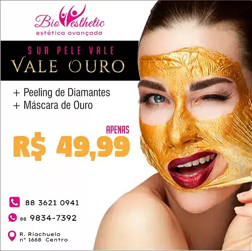 Propaganda de Peeling de Diamantes e Máscara de Ouro para Clínica Estética
