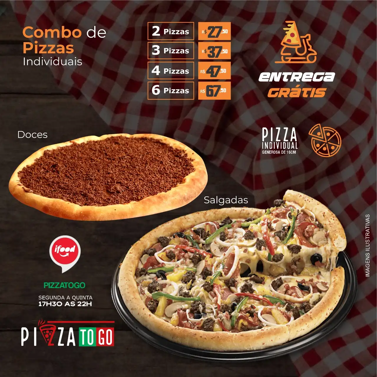 
Propaganda de Post Combos de Pizzas Individuais Doces e Salgadas via Ifood



