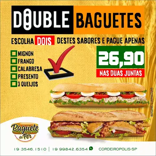 Propaganda de Promoção de Baguete Double Baguetes para Instagram
