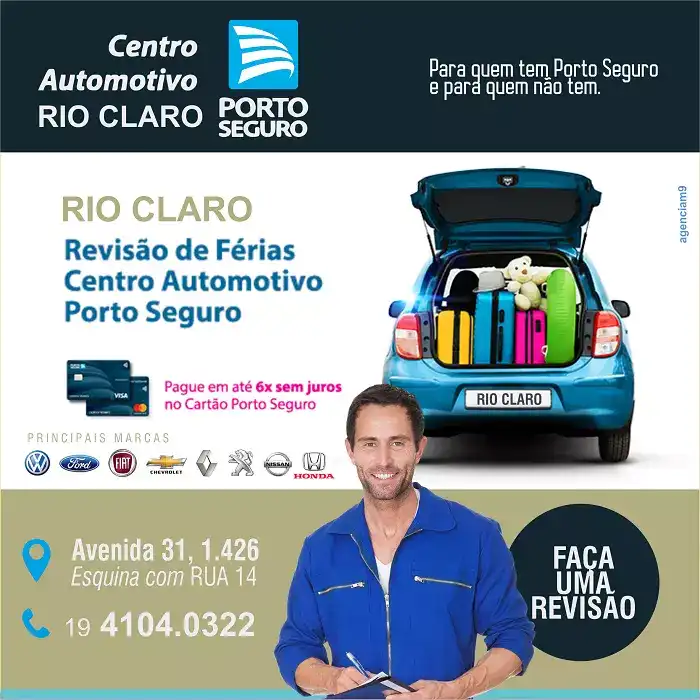 Propaganda de Revisão de Férias para Centro Automotivo Porto Seguro de Rio Claro
