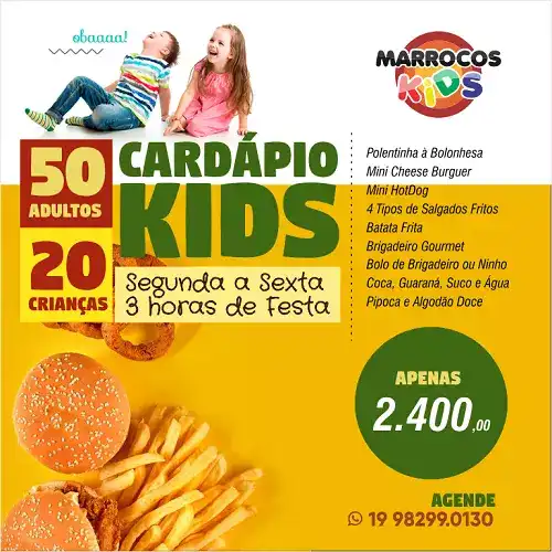 Propaganda para Cardápio Pacote Buffet de Festa Infantil
