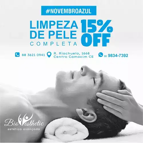 Propaganda para Clinica de Estética sobre Limpeza de Pele Masculina

