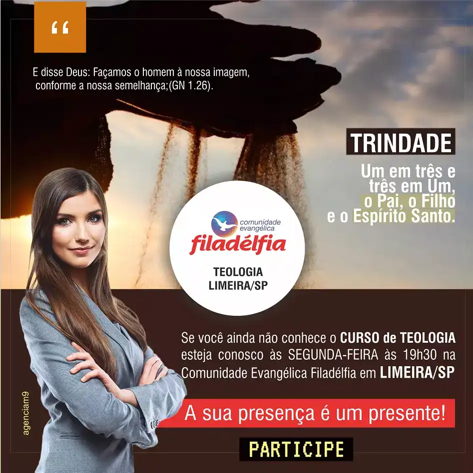 Propaganda para Divulgação de Curso de Teologia Tema Trindade
