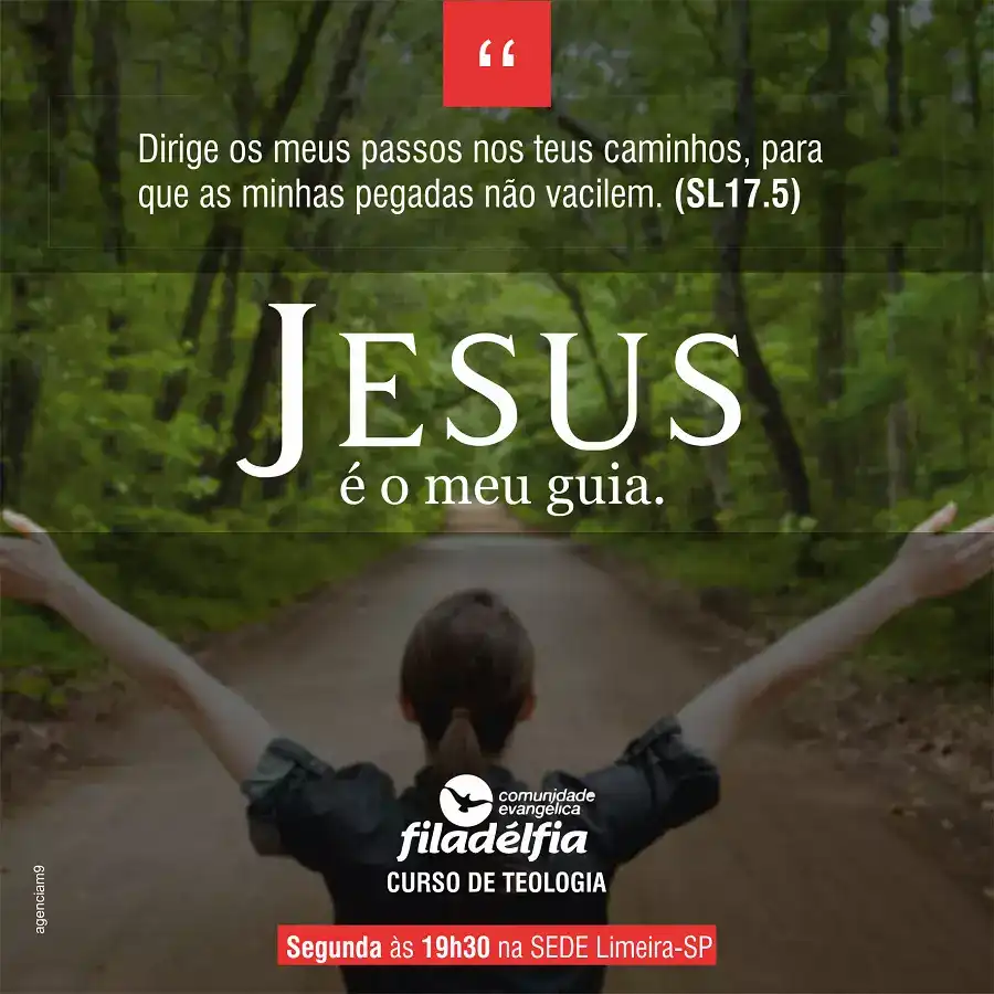 Propaganda para Divulgação de Curso de Teologia com o tema Jesus é o meu Guia
