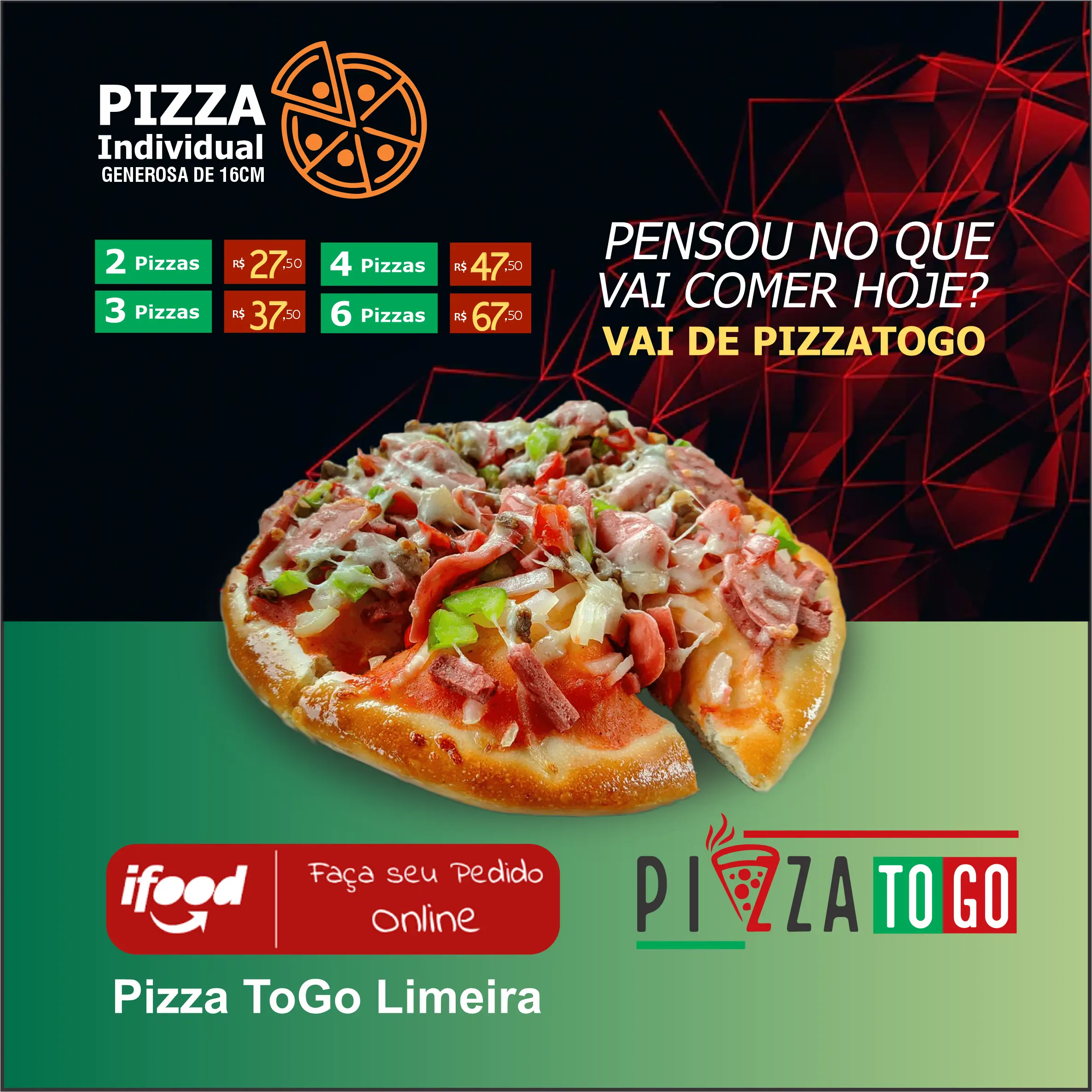 
Propaganda para Ifood sobre Pizza Brotinho mini pizza de pizzaria



