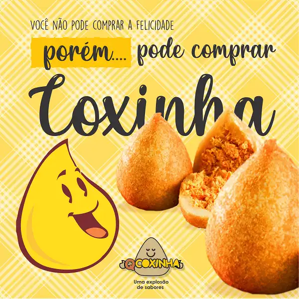 Propaganda para Indústria de Coxinhas Congeladas com Frase

