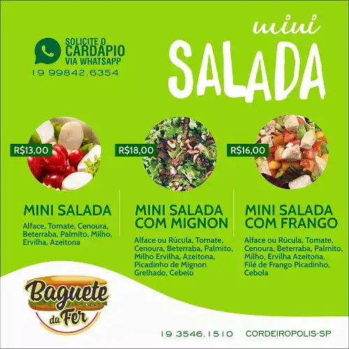 Propaganda para Instagram sobre Promoção de Mini Salada
