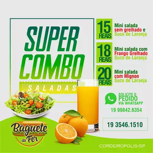 Propaganda para Instagram sobre Super Combo de Saladas criado para Bagueteria
