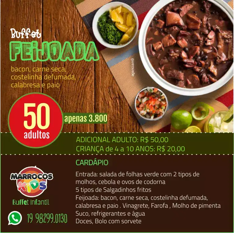 Propaganda sobre Cardápio de Feijoada criada para Buffet
