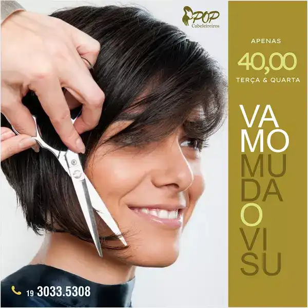 Propaganda sobre Corte de Cabelo Feminino com o tema Vamos Mudar
