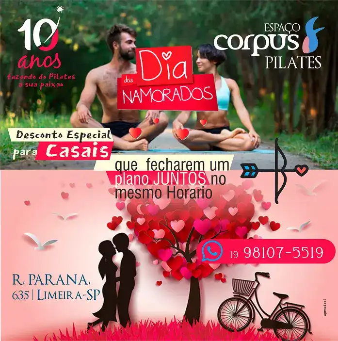 Propaganda sobre Dia dos Namorados para Espaço de Pilates
