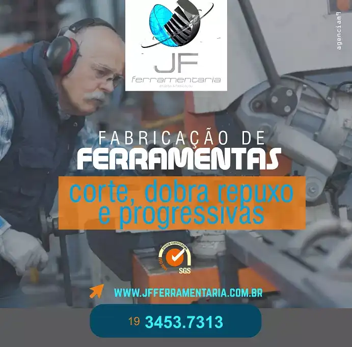 Propaganda sobre Fabricação de Ferramentas corte dobra e repuxo criada para Ferramentaria de Limeira
