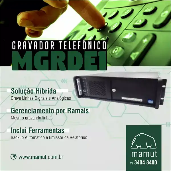 Propaganda sobre Gravador Telefônico Híbrido criado para Automação
