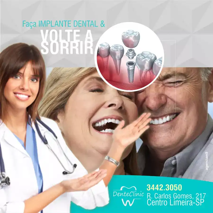 Propaganda sobre Implante Dental criado para Clínica Odontológica com o tema Volte a Sorrir
