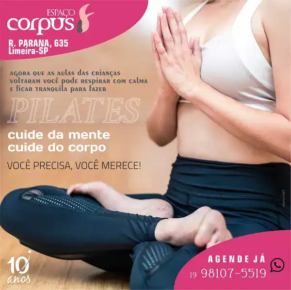 Propaganda sobre Pilates Cuide da Mente e do Corpo
