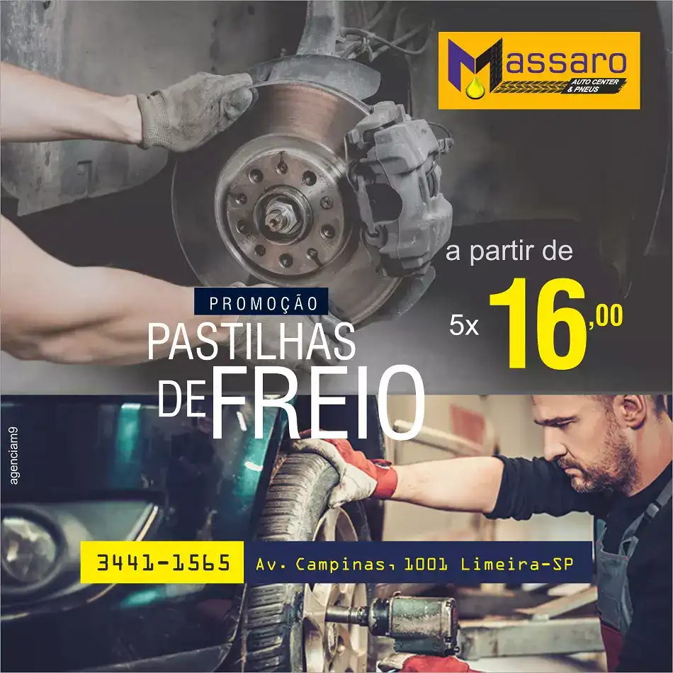 Propaganda sobre Promoção de Pastilhas de Freio criado para Centro Automotivo de Limeira
