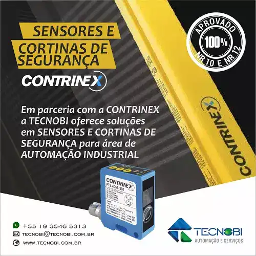 Propaganda sobre Sensores e Cortinas de Segurança para Automação
