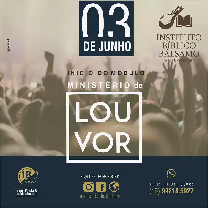 Propaganda sobre escola de Ministério de Louvor de Nova Odessa
