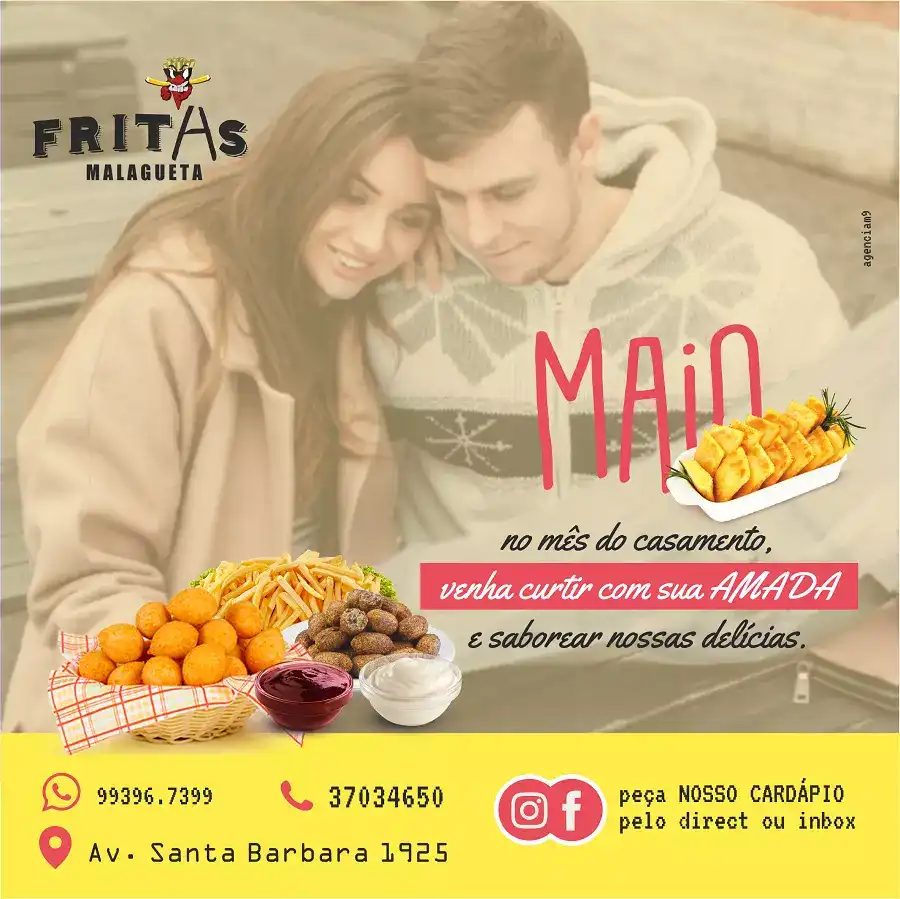 Propaganda sobre mês de Maio o mês do casamento criada para Lanchonete
