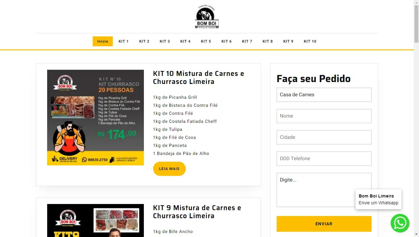 Site Casa de Carnes e Açougue
