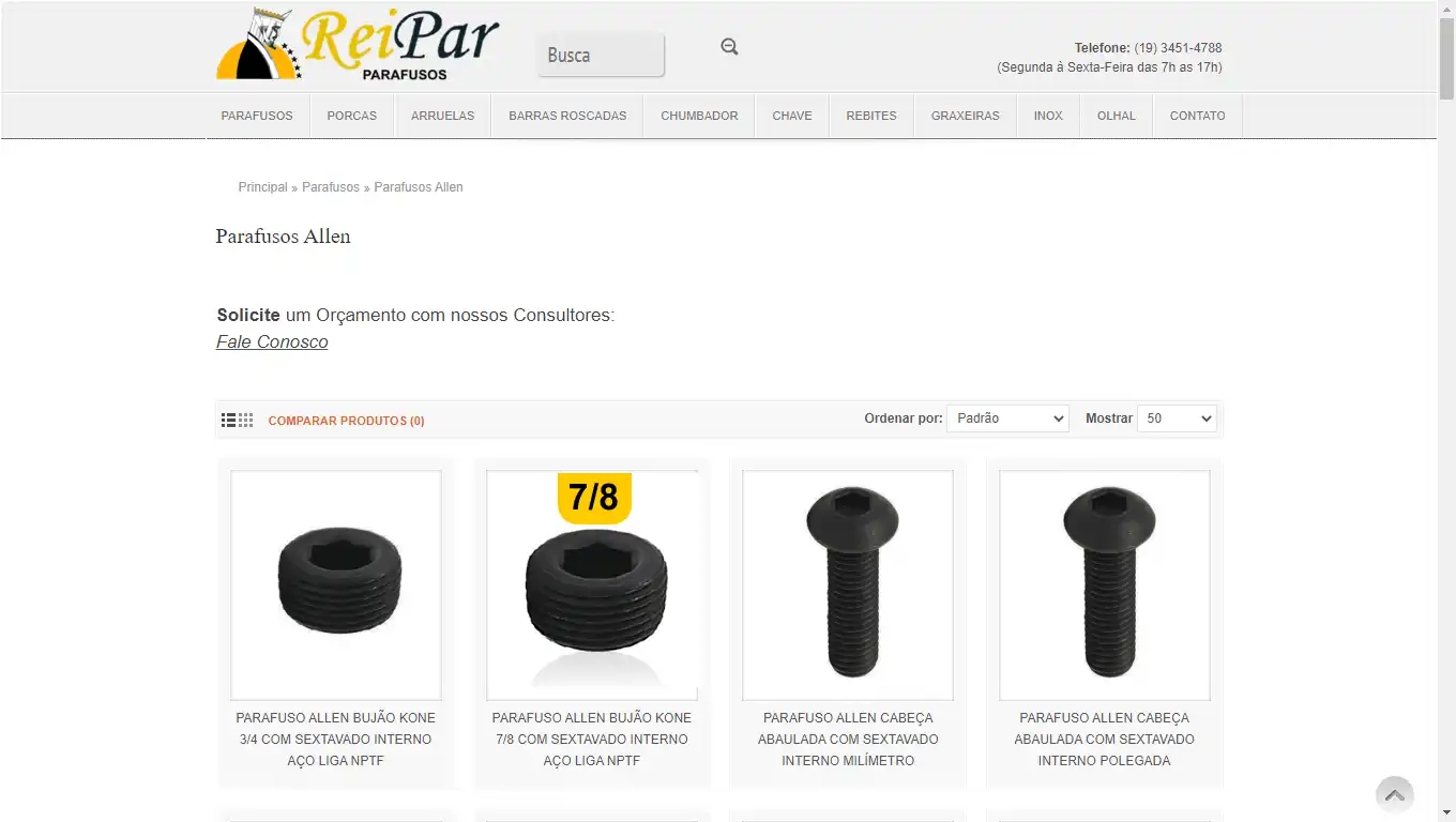 Site Loja de Parafusos e Fixadores
