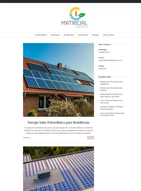 Site Responsivo Desenvolvido para Empresa de Energia Solar Fotovoltaíca
