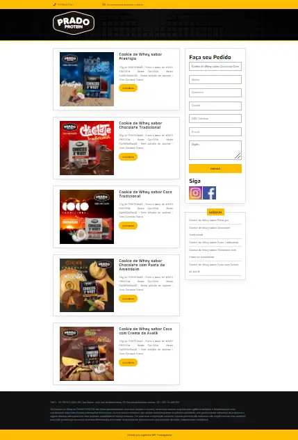 Site criado para indústria de Cookies de Whey Protein
