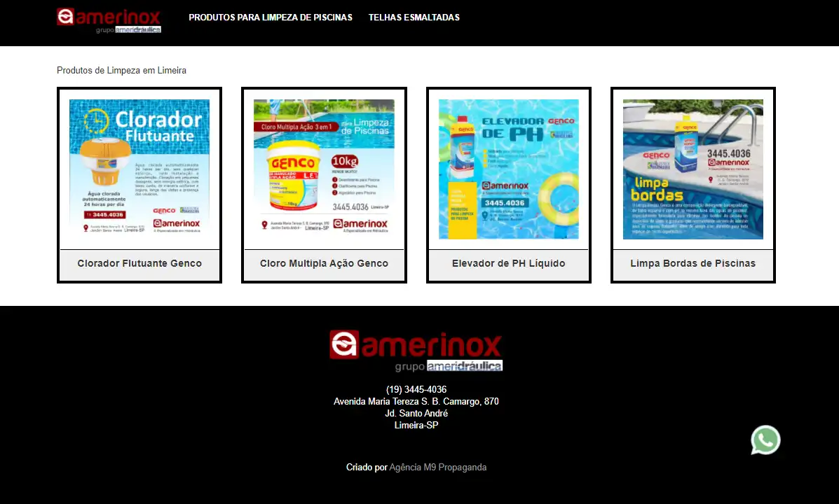 Site de Produtos para Limpeza de Piscina
