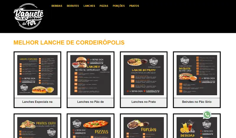 Site para Lanchonete e Bagueteria
