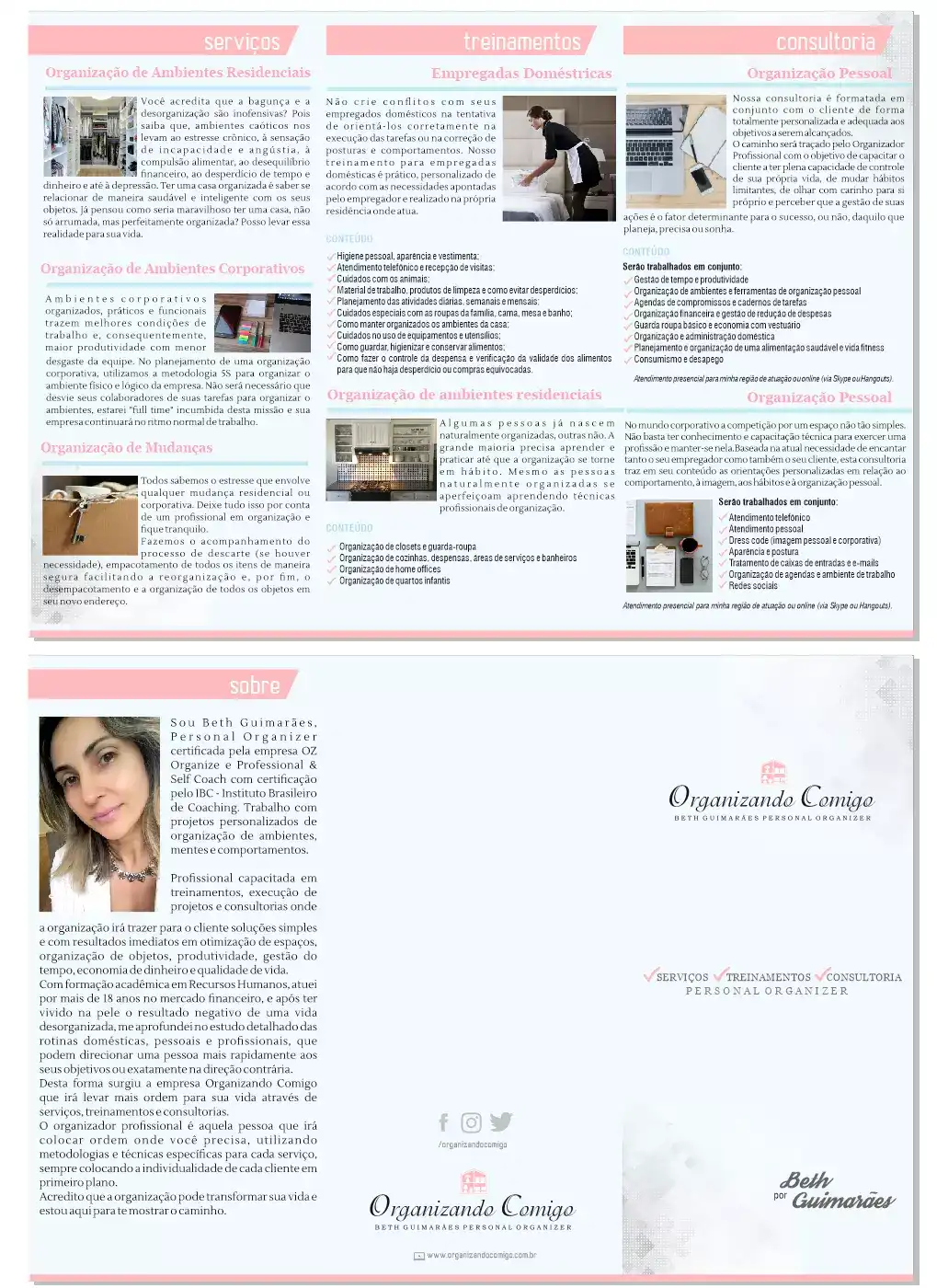 Trifólio Impresso criado para Personal Organizar Design Interior
