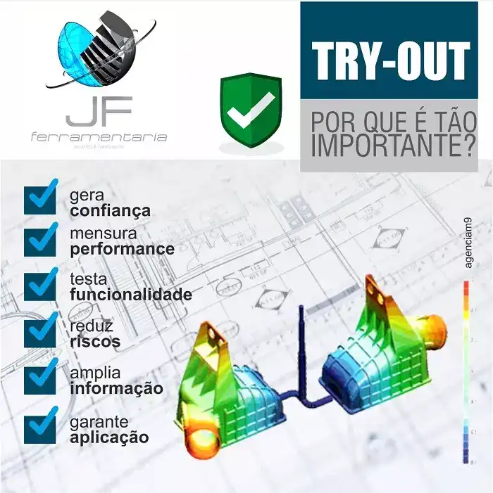 arte sobre Importancia do try out criada para empresa de ferramentaria
