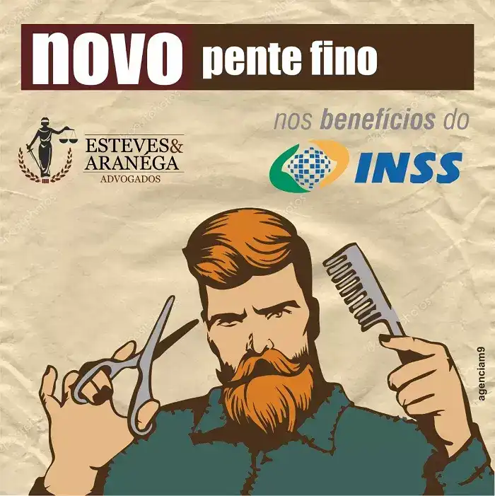 arte sobre novo pente fino nos beneficios do inss criado para escritorio de advocacia
